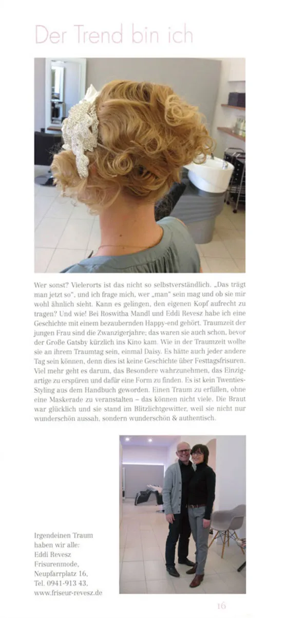 Artikel über eddi revesz Frisurenmode in Regensburg & genießen, Herbst 2013